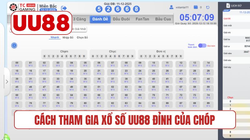 Cách tham gia xổ số UU88 đỉnh của chóp